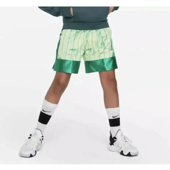 NWT Boys Nike Dri Fit Printed Athletic Basketball Shorts Green Size Small - Picture 7 of 9